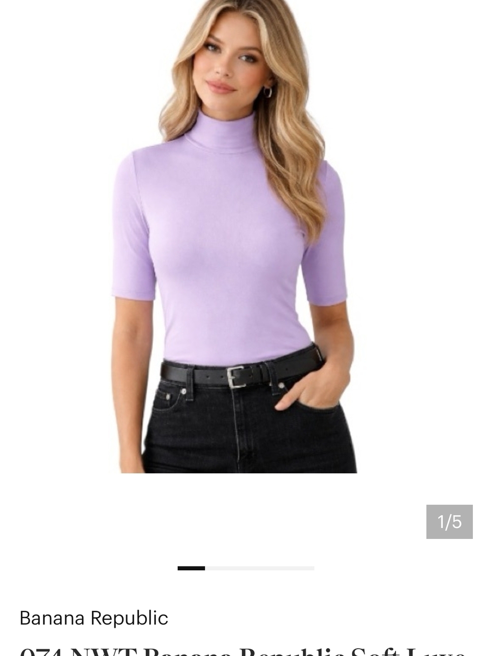 Banana Republic Lilac Short-Sleeve Mock Neck Tee